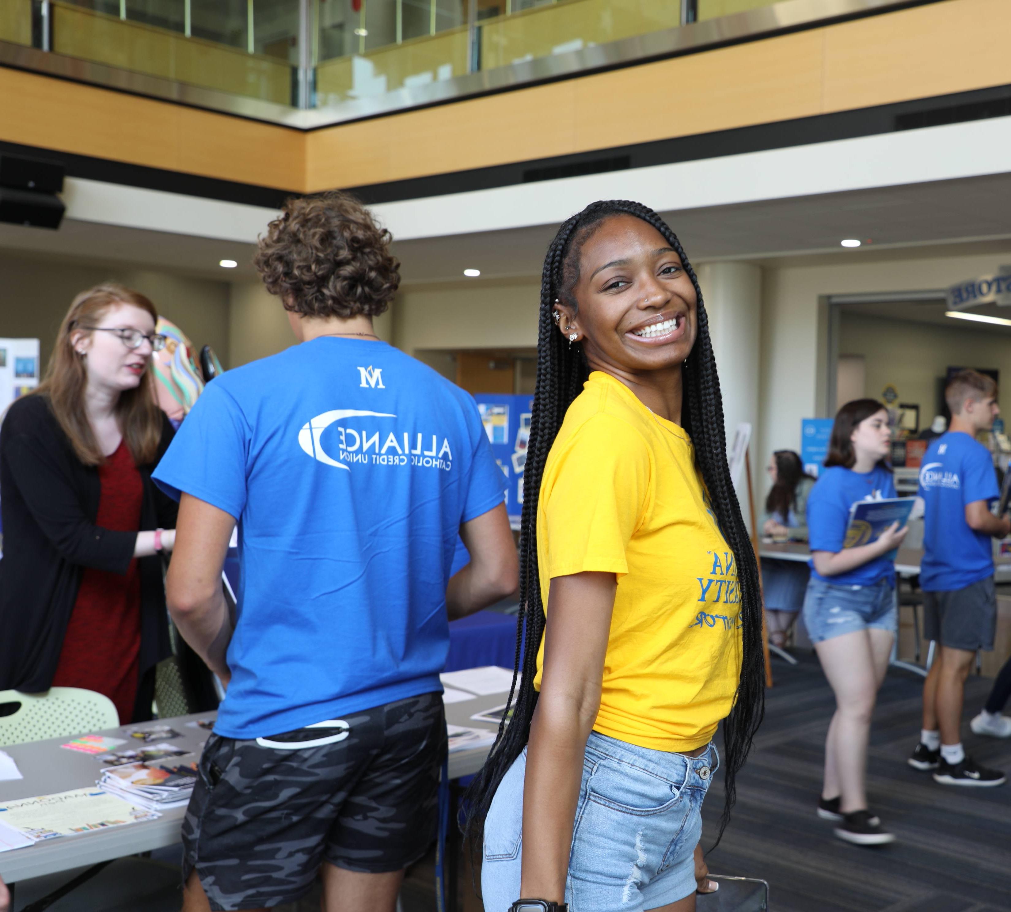 fye peer mentor smiling in Franciscan Center